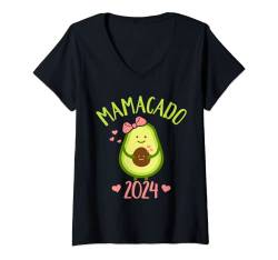 Damen Mamacado für Mama 2024 Schwangerschaft verkünden T-Shirt mit V-Ausschnitt von Mama 2024 Shop