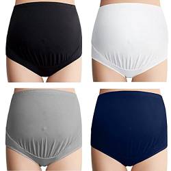 Mama Cotton Damen High Waist Mutterschaft Panties Unterwäsche (4er Pack), Klassische Stile mit hoher Taille – Mehrfarbig, 4er-Pack, 42 von Mama Cotton