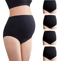 Mama Cotton Women's Over The Bump Maternity Panties High Waist Full Coverage Pregnancy Underwear (All Black 4 Pack, Size-L) von Mama Cotton