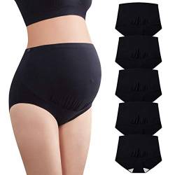 Mama Cotton Women's Over The Bump Maternity Panties High Waist Full Coverage Pregnancy Underwear (All Black 5 Pack, Size-4XL) von Mama Cotton