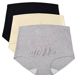 Mama Cotton Damen-Umstands-Höschen, hohe Taille, volle Abdeckung, Schwangerschaftsunterwäsche, Multipack (S-4XL), Klassische Stile mit hoher Taille, Mehrfarbig, 3er-Pack, 46 von Mama Cotton