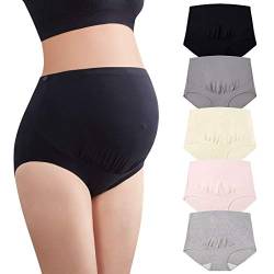 Mama Cotton Women's Over The Bump Maternity Panties High Waist Full Coverage Pregnancy Underwear (Multicolor A 5 Pack, Size-XL) von Mama Cotton