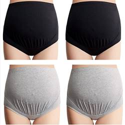 Mama Cotton Women's Over The Bump Maternity Panties High Waist Full Coverage Pregnancy Underwear (Multicolor B 4 Pack, Size-L) von Mama Cotton