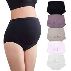 Mama Cotton Women's Over The Bump Maternity Panties High Waist Full Coverage Pregnancy Underwear (Multicolor B 5 Pack, Size-3XL) von Mama Cotton