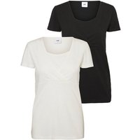 Mamalicious Stillshirt 2er Umstands T-shirt Schwangerschaft Still Top (2-tlg) 3110 in Schwarz-Weiß von Mamalicious