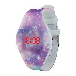 Digitale Kinderuhr LED Armbanduhr für Jungen und Mädchen Einfache Freizeituhr für Kinder mit Uhrzeit & Datumsanzeige Einteiliges Weiches Leuchtendes Silikon Gehäuse & Band (Fantasie Sternenhimmel) von Mamiddle