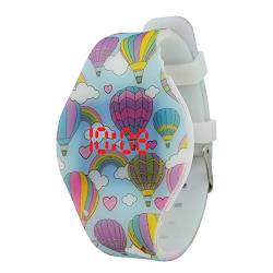 Mamiddle Digitale Kinderuhr LED Armbanduhr für Jungen und Mädchen Einfache Freizeituhr für Kinder mit Uhrzeit & Datumsanzeige Einteiliges Weiches Leuchtendes Silikon Gehäuse & Band (Heißluftballons) von Mamiddle