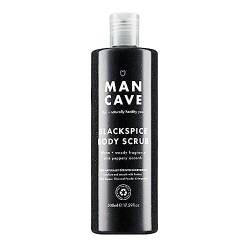 ManCave Body Scrub Körperpeeling Blackspice 500 ml für Männer, Warmes, Holziges Aroma, Reinigung und Peeling Körper mit Bimsstein und Aktivkohle, Natürliche Formel, Vegan, Hergestellt in GB von ManCave