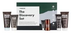 ManCave Discovery Geschenkset mit 6 natürlichen Pflegeutensilien für Männer, Duschgel, Körperpeeling, Deodorant, Augengel, Feuchtigkeitscreme, Gesichtswäsche, sulfatfrei, veganfreundlich, hergestellt von ManCave