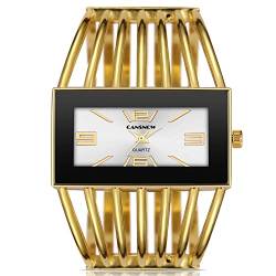 ManChDa Armband Stil Quadratisches Zifferblatt Ohne Verschluss Damen Quarzuhr-Geschenk für Mutter und Frau(Gold) von ManChDa