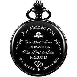 ManChDa Taschenuhr Für Opa Geschenke Taschenuhr Mit Gravur Kette Herren Schwarz Geschenk Zum Geburtstag Jahrestag Opa Geschenke Für Bester Opa Männer Geburtstag Taschenuhren Für Geschenk Familie von ManChDa