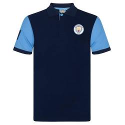 Manchester City FC - Herren Polo-Shirt Vereinswappen - Offizielles Merchandise - Dunkelblau mit Kontrastärmeln - L von Manchester City FC