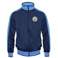Manchester City FC - Herren Trainingsjacke im Retro-Design - Offizielles Merchandise - Geschenk für Fußballfans - Dunkelblau/Hellblaue Ärmel - L von Manchester City FC