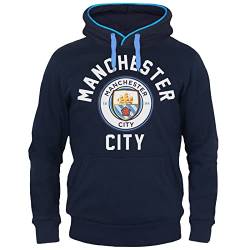 Kapuzenpulli aus Fleece, offizieller Fan-Pullover des Manchester City F. C. als Geschenk für Fussball-Fans Gr. L, marineblau von Manchester City FC