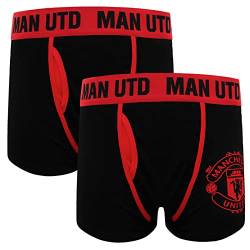 Manchester United FC - Herren Premium-Boxershorts mit Vereinswappen - Offizielles Merchandise - Geschenk für Fußballfans - Schwarz - 2 Stück - M von Manchester United FC