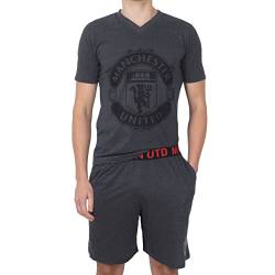 Manchester United FC - Herren Schlafanzug-Shorty - Offizielles Merchandise - Grau - L von Manchester United