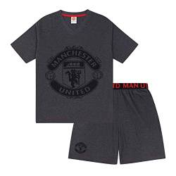 Manchester United FC - Herren Schlafanzug-Shorty - Offizielles Merchandise - Grau mit Wappen - L von Manchester United