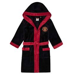 Manchester United FC - Jungen Fleece-Bademantel mit Kapuze - Offizielles Merchandise - Geschenk für Fußballfans - Schwarz - 13-14 Jahre von Manchester United FC