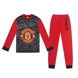Manchester United FC - Jungen Schlafanzug mit Sublimationsdruck - Offizielles Merchandise - Geschenk für Fußballfans - Rot/Schwarz - Bündchen - 13-14 Jahre von Manchester United FC