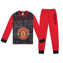 Manchester United FC - Jungen Schlafanzug mit Sublimationsdruck - Offizielles Merchandise - Geschenk für Fußballfans - Schwarz/Rot - 11-12 Jahre von Manchester United FC