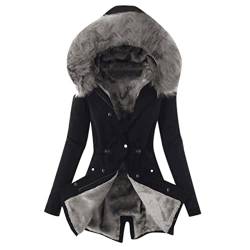 Damen Jacke Winterparka Mantel Lang Winterjacke mit Fell Wintermantel Kapuze Kunstfell Parka gefüttert Jacke Mantel Winter Dicke warme Winddichte Parka Jacke mit Futter und Kapuze von Mancool