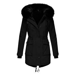 Damen Jacke Winterparka Mantel Lang Winterjacke mit Fell Wintermantel Kapuze Kunstfell Parka gefüttert Jacke Mantel Winter Dicke warme winddichte Parka Jacke mit Futter und Kapuze von Mancool