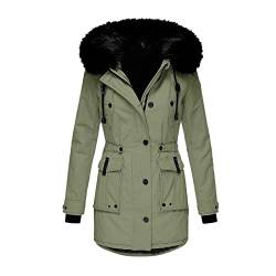 Mancool Winterparka Damen Lang Warm Gefüttert Wintermantel Lang Parka Jacke mit Fell Kapuze Dicke Winterjacke Elegant Große Größen Outdoorjacke Damenjacke,Wind-Wasserdicht von Mancool