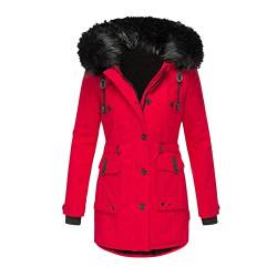 Mancool Winterparka Damen Lang Warm Gefüttert Wintermantel Lang Parka Jacke mit Fell Kapuze Dicke Winterjacke Elegant Große Größen Outdoorjacke Damenjacke,Wind-Wasserdicht von Mancool