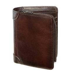Mandiva Geldbörse für Herren, echtes Leder, RFID-blockierend, stilvolle Brieftasche mit 2 Ausweisfenster, 2 SD-Slots, Braun, Minimalistisch von Mandiva