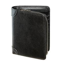 Mandiva Geldbörse für Herren, echtes Leder, RFID-blockierend, stilvolle Brieftasche mit 2 Ausweisfenster, 2 SD-Slots, Schwarz, Minimalistisch von Mandiva