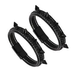 Manfnee 2 Stücke Herren Armband Leder Armbänder für Herren Damen Schwarze Geflochtene Leder Armband von Manfnee