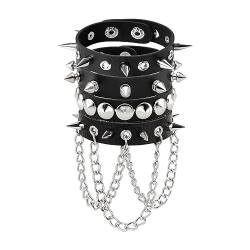 Manfnee 4 Stücke Punk Gothic Armband für Männer Frauen Leder Spike Rivet Metall Nieten Armbänder Wristbang von Manfnee