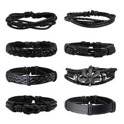 Manfnee 8PCS Geflochtenes Kunstlederarmband Punk Cuff Wrap Armbänder für Männer Frauen Verstellbar von Manfnee