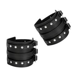 Manfnee Breit Leder Armband für Herren Damen Herren Armbänder Schwarz Punk Nieten Armband goth Manschette von Manfnee