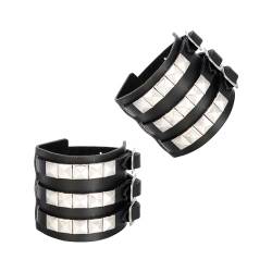 Manfnee Breit Leder Armband für Herren Damen Herren Armbänder Schwarz Punk Nieten Armband goth Manschette von Manfnee