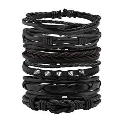 Manfnee Geflochtenes Lederarmband Punk Goth Rope Wrap Armband Armbänder Männer Frauen Verstellbar von Manfnee