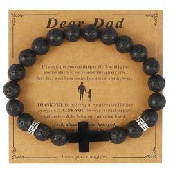 Manfnee Kreuz Armband für Männer Lieber Papa Armband Herrenarmband Vatertagsgeschenke Christliches Perlenarmband von Manfnee