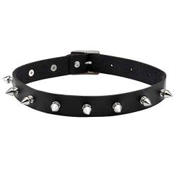 Manfnee PU Leder Choker Punk Gothic Rock Spike Niet Choker Halsband Halskette Frauen Männer von Manfnee