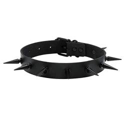 Manfnee Punk Gothic Choker Halsband Halskette PU Leder Spike Nieten Halsband für Männer Frauen von Manfnee