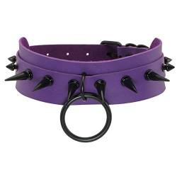 Manfnee Punk Gothic Choker Kragen PU Leder O-Ring Spike Choker Halskette für Mann Frauen verstellbar von Manfnee