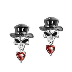 Manfnee Skull Ohrringe 925 Sterling Silber Ohrstecker Vampire Gothic Schmuck Geschenke für Frauen Halloween von Manfnee