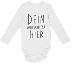 Premium Baby Body Babybody mit eigenem Namen | Langarm Babybugz Bio-Baumwolle | Geschenk zur Geburt | Junge | Mädchen | Eigenes Design, 0-3m (53-60cm) von Manilu