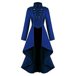 Steampunk Damen Mantel | Eleganter Smoking-Blazer Frauen Vintage Punk Jacke Steampunk Gothic Langarm Jacke Retro Mittellang Mantel Kostüm Cosplay Uniform (S, Blau #1) von Mantel Sannysis
