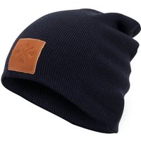 Manufaktur13 Beanie Slouch Beanie - Long Beanie, Mütze, lang, Strickmütze mit Echt-Leder/Stick Veredelung von Manufaktur13