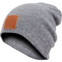 Manufaktur13 Beanie Slouch Beanie - Long Beanie, Mütze, lang, Strickmütze mit Echt-Leder/Stick Veredelung von Manufaktur13