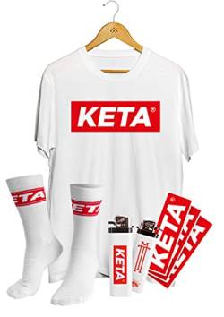 Manufaktur13 KETA Festival Set (BASIC) - Socken/Strümpfe, T-Shirt, Feuerzeug, Aufkleber als Geschenk für Damen & Herren (M13) (T-Shirt: XL) von Manufaktur13