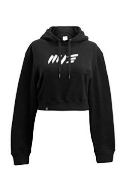 Manufaktur13 M13 Oversize Crop Hoodie - Kapuzenpullover, Cropped Sweatshirt/Langarmshirt, Crop-Top Pullover für Damen/Frauen/Mädchen, bauchfrei, Kordeln aus Metall, Bolero (Black, XS) von Manufaktur13