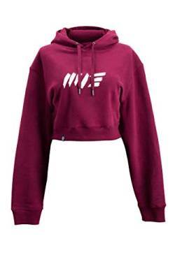 Manufaktur13 M13 Oversize Crop Hoodie - Kapuzenpullover, Cropped Sweatshirt/Langarmshirt, Crop-Top Pullover für Damen/Frauen/Mädchen, bauchfrei, Kordeln aus Metall, Bolero (Vino, L) von Manufaktur13