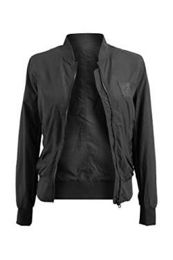 Manufaktur13 Women Bomber - Leichte Damen/Frauen Bomberjacke, Übergangsjacke mit Waffle Stretch Seiteneinsätzen, Fliegerjacke, Bikerjacke, Frühling/Herbst, Pilotenjacke (Black Out, M) von Manufaktur13