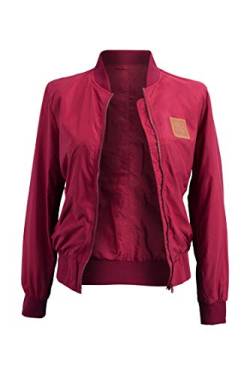 Manufaktur13 Women Bomber - Leichte Damen/Frauen Bomberjacke, Übergangsjacke mit Waffle Stretch Seiteneinsätzen, Fliegerjacke, Bikerjacke, Frühling/Herbst, Pilotenjacke (Vino, S) von Manufaktur13